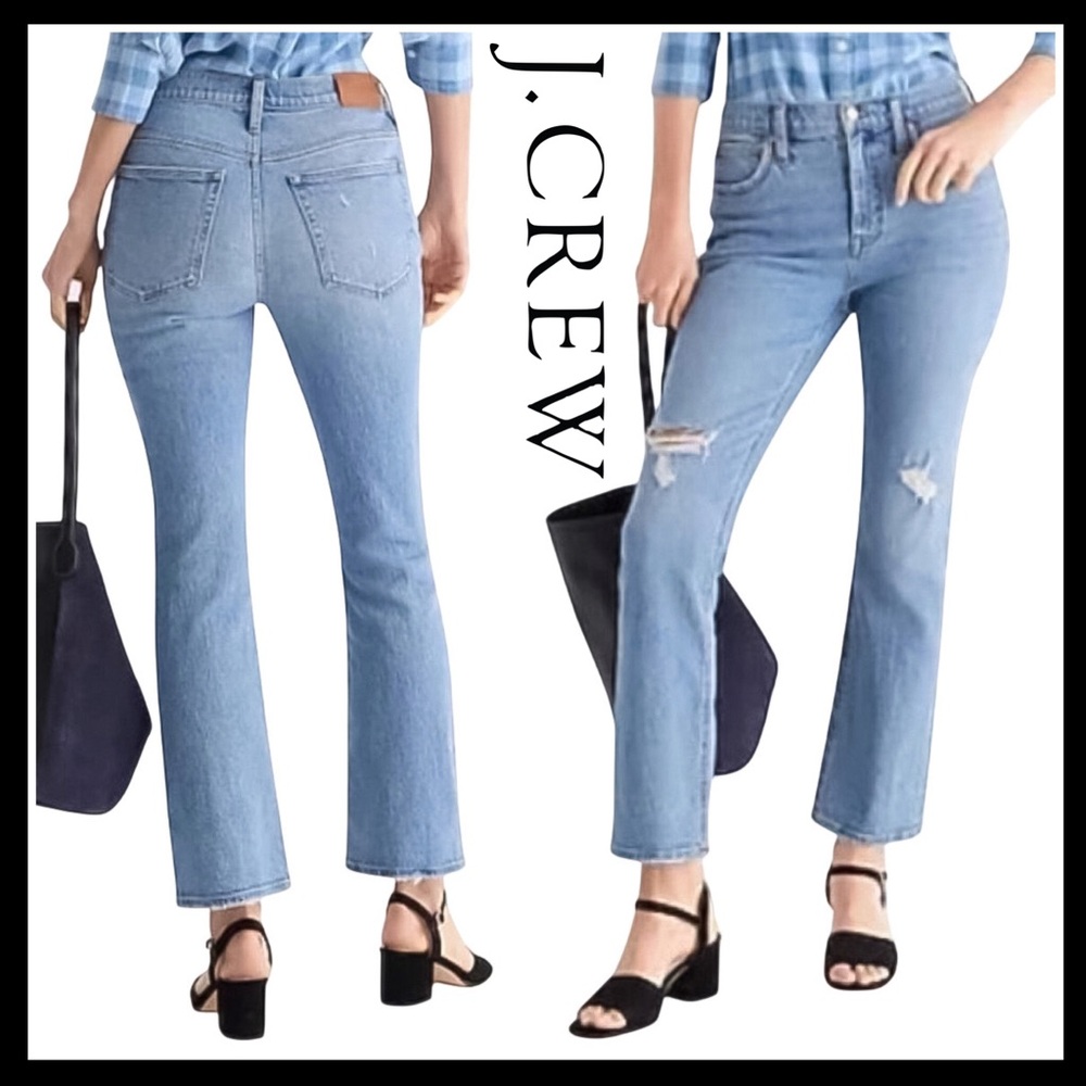 J.Crew Women’s 9'' Demi-Boot Crop Premium Denim Jeans Rocky Shore Wash Size 24